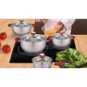 Juego de Ollas, Batería de cocina de acero inoxidable, 8 piezas, Tapas de Vidrio Templado con Seguridad
