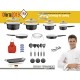 Batería Aluguss 25 piezas Aluminio Negro con Fondo de Piedra Lufthous